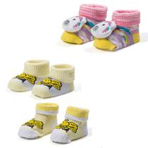 Conjunto Pantufa com Pelucia 03 Pares Algodão Recém Nascido Enxoval Dallf Conjunto Pantufa com Pelucia 03 Pares Algodão Recém Nascido Enxoval Dallf