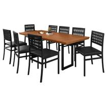 Conjunto Paonanda Mesa Itália 200cm com 8 Cadeiras Barcelona