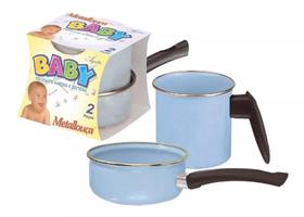Conjunto Papeiro e Leiteira Esmaltada Ágata Bebês Metallouça Azul Bebê Conjunto Papeiro e Leiteira Esmaltada Ágata Bebês Metallouça Azul Bebê