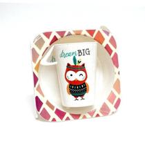 Conjunto Papinha 4 Peças Plástico - Lilás Com Coruja