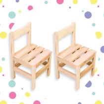 Conjunto Par Cadeira Cadeirinha Infantil Banco Madeira Reforçado Criança Unissex Menino Menina - Kit Com 2 Unidades