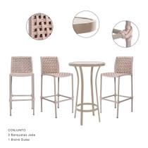 Conjunto para área com 03 banquetas jade e 01 bistro dubai Conjunto para área com 03 banquetas jade e 01 bistro dubai