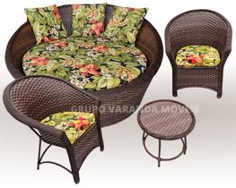 Conjunto para area externa, cadeiras, namoradeira, fibra sintetica