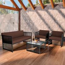 Conjunto para Área Externa de Corda Náutica - 02 Poltrona Namoradeira Mesa de Centro Santiago Conjunto para Área Externa de Corda Náutica - 02 Poltrona Namoradeira Mesa de Centro Santiago