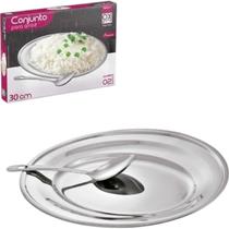 Conjunto Para Arroz Bandeja E Colher Inox Premium Wellmix Conjunto Para Arroz Bandeja E Colher Inox Premium Wellmix