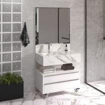 Conjunto para Banheiro 1 Espelho 1 Gaveteiro com Rodízios 1 Bancada com Cuba Max Blu Lavatórios Bumi