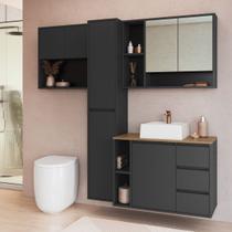 Conjunto para Banheiro 168,2cm 4 Peças com Cuba e Gabinete Suspenso Belagavi Art In Móveis Conjunto para Banheiro 168,2cm 4 Peças com Cuba e Gabinete Suspenso Belagavi Art In Móveis