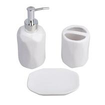 Conjunto Para Banheiro 3 Peças Cerâmica Branca Lis Dolce Home Conjunto Para Banheiro 3 Peças Cerâmica Branca Lis Dolce Home