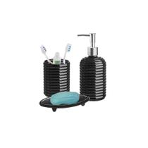 Conjunto Para Banheiro 3 Peças Preto Circles Hauskraft