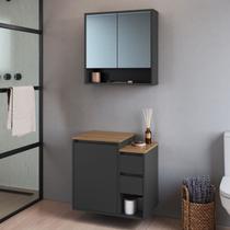 Conjunto para Banheiro 60cm com Gabinete Suspenso e Espelheira Bologna Art In Móveis Conjunto para Banheiro 60cm com Gabinete Suspenso e Espelheira Bologna Art In Móveis