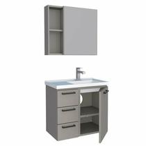 Conjunto Para Banheiro Aço Ameixa 60 Cozimax Cinza Argila