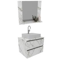 Conjunto Para Banheiro Armarios Com Cuba E Espelho BN9 Marmore Branco Tecno Mobili Conjunto Para Banheiro Armarios Com Cuba E Espelho BN9 Marmore Branco Tecno Mobili