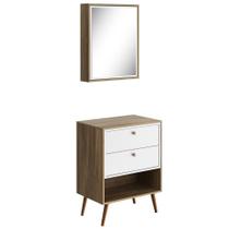 Conjunto Para Banheiro Balcão E Armário Com Pés 60cm Lionel B06 Branco Nogal - Lyam Decor