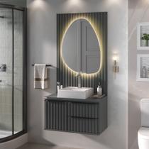 Conjunto para Banheiro Cecília 80 Suspenso Cuba Painel Ripado Espelho Isis LED - Fabribam Conjunto para Banheiro Cecília 80 Suspenso Cuba Painel Ripado Espelho Isis LED - Fabribam