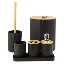 Conjunto para Banheiro com 6 Peças Preto Nature - Mood