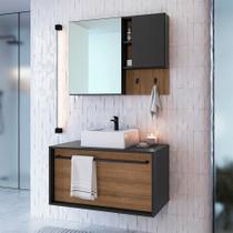 Conjunto para Banheiro com Cuba Estella 2 PT 1 GV Mel e Grafite Conjunto para Banheiro com Cuba Estella 2 PT 1 GV Mel e Grafite