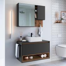 Conjunto para Banheiro com Cuba Viseu 3 PT Grafite e Mel