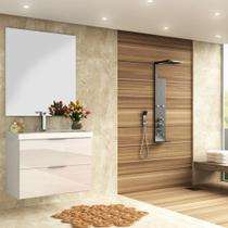Conjunto para Banheiro com Espelheira e Gabinete com Lavatório Pietra 80cm - Bosi - Branco/Branco Brilho