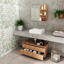 Conjunto para Banheiro com Espelho e Gabinete Móvel Amêndoa Tecno Mobili