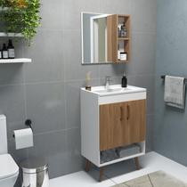 Conjunto para Banheiro com Gabinete com Pés, Lavatório Pop e Espelheira Verona