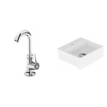 Conjunto para Banheiro Cuba de Semi-Encaixe Roma 11,5cmx33cmx29cm e Torneira Bica Móvel 1/4V Japi