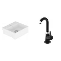 Conjunto para Banheiro Cuba de Semi-Encaixe Roma 11,5cmx33cmx29cm e Torneira Bica Móvel ABS 1/4 Japi