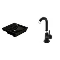 Conjunto para Banheiro Cuba de Semi-Encaixe Verona 11CMX41CMX41CM e Torneira Bica Móvel ABS 1/4 Japi Preto Conjunto para Banheiro Cuba de Semi-Encaixe Verona 11CMX41CMX41CM e Torneira Bica Móvel ABS 1/4 Japi Preto