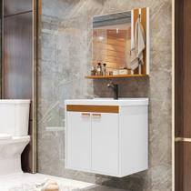 Conjunto Para Banheiro Dandara Completo Cuba e Espelho cor Branco / Nature - Comprar Móveis em Casa