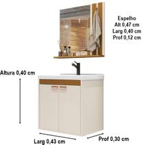 Conjunto Para Banheiro Dandara Completo Cuba e Espelho cor Off White / Nature - Comprar Móveis em Casa