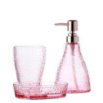 Conjunto para Banheiro de Vidro Elegant Rosa 3PÇS - Lyor