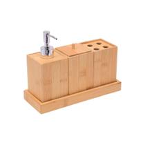 Conjunto Para Banheiro Em Bambu Ecokitchen Com 4 Peças Mimo Style Conjunto Para Banheiro Em Bambu Ecokitchen Com 4 Peças Mimo Style