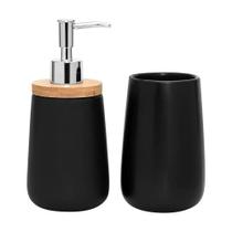 Conjunto Para Banheiro Em Cerâmica Com 2 Peças Mimo Style Preto Conjunto Para Banheiro Em Cerâmica Com 2 Peças Mimo Style Preto