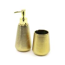 Conjunto para Banheiro em Cerâmica Dourado 2 Peças - Mart Conjunto para Banheiro em Cerâmica Dourado 2 Peças - Mart