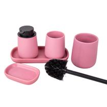 Conjunto para Banheiro em Cerâmica Mai Home Tati Rosa