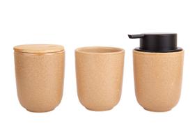 Conjunto para Banheiro em Cerâmica Reativo Caramelo 3 peças