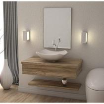 Conjunto para Banheiro Gabinete 80cm Cuba Abaulada L42 Prateleira e Espelheira 806W Metrópole Compac