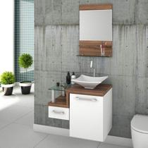 Conjunto para Banheiro Gabinete com Cuba de Apoio Folha L34 e Espelheira Legno 631W