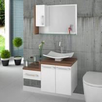 Conjunto para Banheiro Gabinete com Cuba F44 e Espelheira Legno 830W Branco/Nogal Conjunto para Banheiro Gabinete com Cuba F44 e Espelheira Legno 830W Branco/Nogal