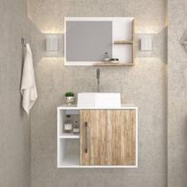 Conjunto para Banheiro Gabinete com Cuba Quadrada Q32 e Espelheira Laura 600 Yescasa