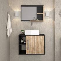 Conjunto para Banheiro Gabinete com Cuba Quadrada Q32 e Espelheira Laura 600 Yescasa