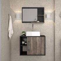 Conjunto para Banheiro Gabinete com Cuba Quadrada Q32 e Espelheira Laura 600 Yescasa