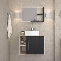 Conjunto para Banheiro Gabinete com Cuba Quadrada Q32 e Espelheira Laura 600 Yescasa