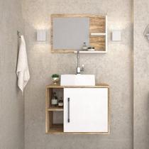 Conjunto para Banheiro Gabinete com Cuba Quadrada Q32 e Espelheira Laura 600 Yescasa