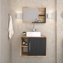 Conjunto para Banheiro Gabinete com Cuba Quadrada Q32 e Espelheira Laura 600 Yescasa