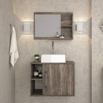 Conjunto para Banheiro Gabinete com Cuba Quadrada Q32 e Espelheira Laura 600 Yescasa