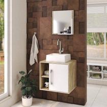 Conjunto para Banheiro Gabinete com Cuba Quadrada Q32 e Espelheira Soft 500W