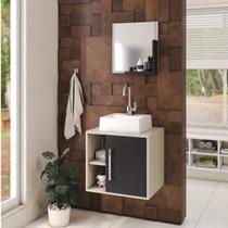 Conjunto para Banheiro Gabinete com Cuba Quadrada Q32 e Espelheira Soft 500W