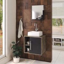 Conjunto para Banheiro Gabinete com Cuba Quadrada Q32 e Espelheira Soft 500W