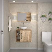 Conjunto para Banheiro Gabinete com Cuba Redonda R30 e Espelheira Laura 600 Yescasa