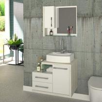 Conjunto para Banheiro Gabinete com Cuba RT41 e Espelheira Legno 650W Branco/c/Snow